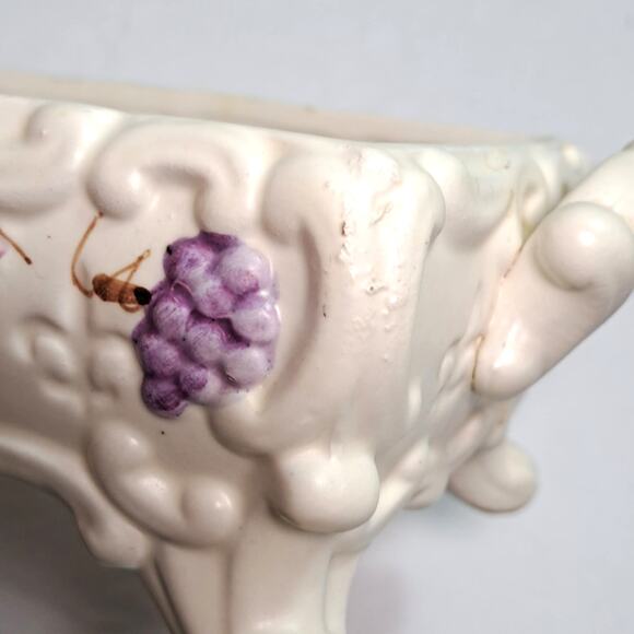 Vintage Lenwile Ardalt Painted Porcelain Covered Trinket Box Fleur de Lis Grapes - Picture 10 of 11